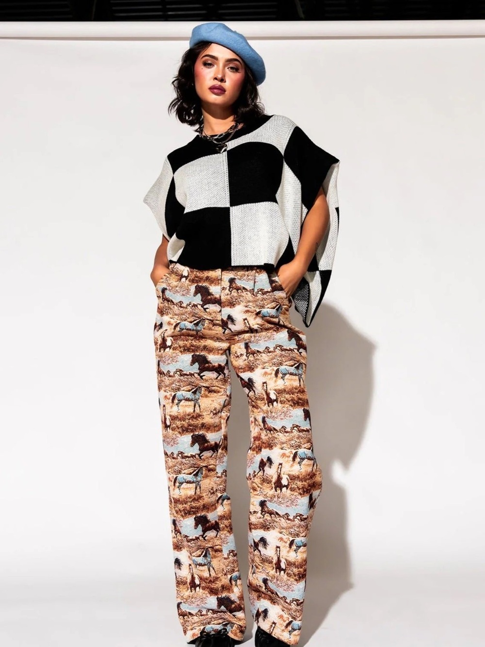 LALA ORIGINAL Untamed Horse Jacquard Trousers